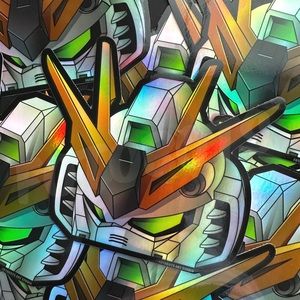 Holographic Nu Gundam Peeker Car Decal